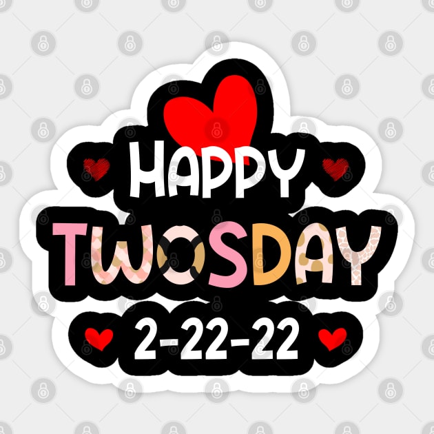 Teaching On Twosday 2/22/2022 Leopard Heart Twosday T-Shirt Sticker by soufibyshop